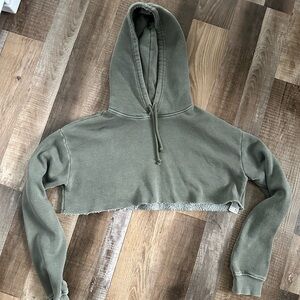 Forever 21 Cropped Olive Green Hoodie